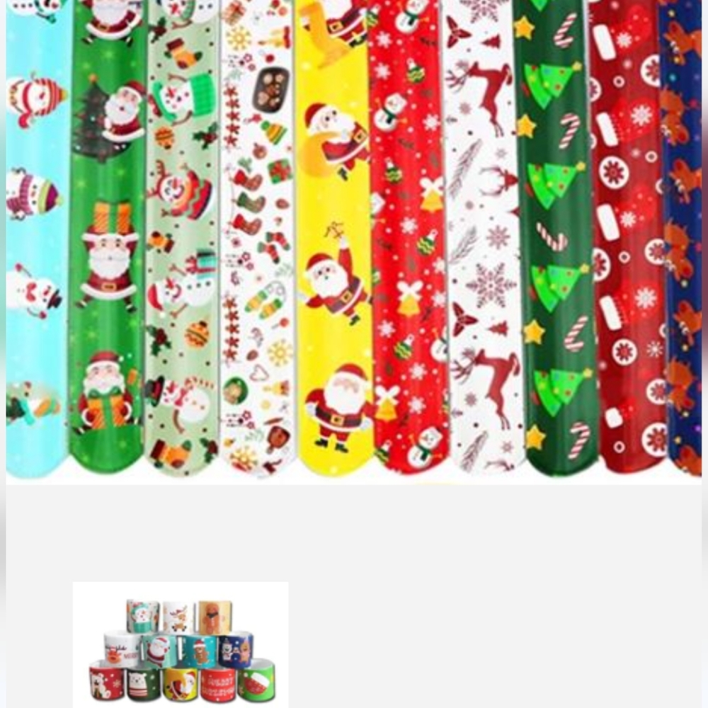 Pack of 10 Christmas slap bracelets